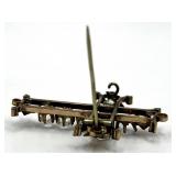 Cross Brooch Pin - Gold Tone Rhinestones, 2 in x 1.5 in, Missing One Gem