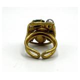 Gemstone Cluster Adjustable Ring - Multicolor Cocktail Ring 1" x .75"