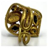 Gemstone Cluster Adjustable Ring - Multicolor Cocktail Ring 1" x .75"