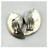 Mexican 925 Sterling Silver Black Onyx Clip-On Earrings - 1.75 x 1 in