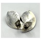 Mexican 925 Sterling Silver Black Onyx Clip-On Earrings - 1.75 x 1 in
