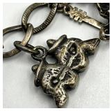 Sterling Charm Bracelet 8 in Long with Assorted Charms 0.75 x 0.50 in - Mixed Vintage Symbols