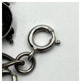 Sterling Charm Bracelet 8 in Long with Assorted Charms 0.75 x 0.50 in - Mixed Vintage Symbols