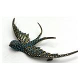 835 Silver Turquoise Bird Brooch Pin - 3.25 In L x 2 In W x 0.5 In D