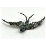 835 Silver Turquoise Bird Brooch Pin - 3.25 In L x 2 In W x 0.5 In D