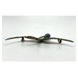 835 Silver Turquoise Bird Brooch Pin - 3.25 In L x 2 In W x 0.5 In D