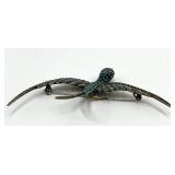835 Silver Turquoise Bird Brooch Pin - 3.25 In L x 2 In W x 0.5 In D