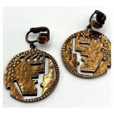Rebajes Copper Pendant Necklace & Clip-On Earrings - 12in Chain, Pendant 2.5in, Earrings 1.25in