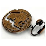 Rebajes Copper Pendant Necklace & Clip-On Earrings - 12in Chain, Pendant 2.5in, Earrings 1.25in