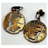 Rebajes Copper Pendant Necklace & Clip-On Earrings - 12in Chain, Pendant 2.5in, Earrings 1.25in