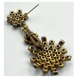Green Rhinestone Dangle Brooch - 3.25 in L x 1.5 in W