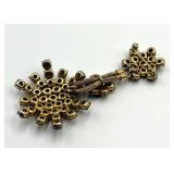 Green Rhinestone Dangle Brooch - 3.25 in L x 1.5 in W