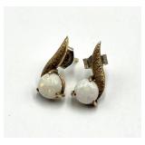 14k Gold Opal Stud Earrings - Pair