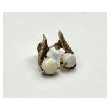 14k Gold Opal Stud Earrings - Pair