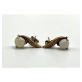 14k Gold Opal Stud Earrings - Pair