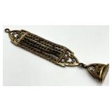 Gold-Tone Watch Fob Chain with Ornate Pendant, 4 in x 0.75 in