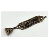 Gold-Tone Watch Fob Chain with Ornate Pendant, 4 in x 0.75 in