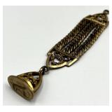 Gold-Tone Watch Fob Chain with Ornate Pendant, 4 in x 0.75 in