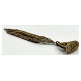 Gold-Tone Watch Fob Chain with Ornate Pendant, 4 in x 0.75 in