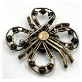 Bar Jam 12K Gold Filled Bow Brooch - 1.5 x 1.5 in