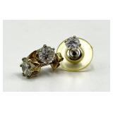 Gold-Tone Stud Earrings With Clear Crystals - Set Of 3