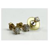 Gold-Tone Stud Earrings With Clear Crystals - Set Of 3