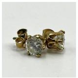 Gold-Tone Stud Earrings With Clear Crystals - Set Of 3