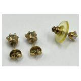 Gold-Tone Stud Earrings With Clear Crystals - Set Of 3