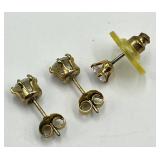 Gold-Tone Stud Earrings With Clear Crystals - Set Of 3