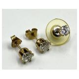 Gold-Tone Stud Earrings With Clear Crystals - Set Of 3