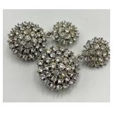 St. John Clip-On Earrings - Crystal Cluster, 2.5 In Dia x 1.25 In W x 0.75 In D