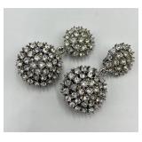 St. John Clip-On Earrings - Crystal Cluster, 2.5 In Dia x 1.25 In W x 0.75 In D