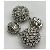 St. John Clip-On Earrings - Crystal Cluster, 2.5 In Dia x 1.25 In W x 0.75 In D