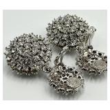 St. John Clip-On Earrings - Crystal Cluster, 2.5 In Dia x 1.25 In W x 0.75 In D