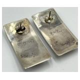 Temé Sterling Earrings - Pink Inlay Panels, 1.5 x 0.75 in