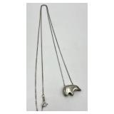 925 Sterling Silver Bear Pendant Necklace - 15.5 in Chain, Pendant 0.5 x 1 in