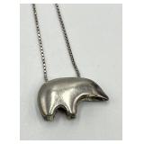 925 Sterling Silver Bear Pendant Necklace - 15.5 in Chain, Pendant 0.5 x 1 in