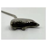 925 Sterling Silver Bear Pendant Necklace - 15.5 in Chain, Pendant 0.5 x 1 in