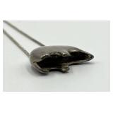 925 Sterling Silver Bear Pendant Necklace - 15.5 in Chain, Pendant 0.5 x 1 in
