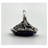 Purple Turquoise Ring - 925 Sterling Silver - Size 6.5 - Oval Cabochon 0.75 x 0.25 in