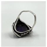 Purple Turquoise Ring - 925 Sterling Silver - Size 6.5 - Oval Cabochon 0.75 x 0.25 in