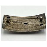 Handmade Brass Brooch Pin with Multicolor Gem Inlays - 1.5 x 1 in