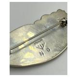 Nelson Garcia Sterling Silver Brooch Pin 2 x 1 in - Handmade Indian Jewelry