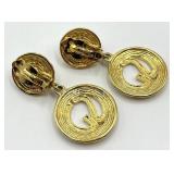St. John Clip-On Earrings - Gold-Tone Hammered Hoops with Faux Pearls, 2.25 x 1.25 in
