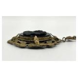 Black Onyx Cameo Pendant Necklace - 12.5-Inch Chain - Pendant 2.75 x 2 In