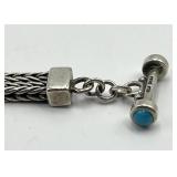 925 Sterling Silver Turquoise Braided Toggle Bracelet - 8 in