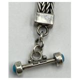 925 Sterling Silver Turquoise Braided Toggle Bracelet - 8 in