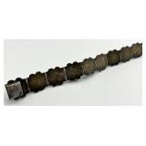 Sterling Silver 925 Green Onyx Link Bracelet - 8 Inch, 0.75 Inch Wide