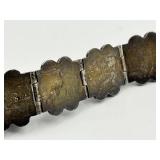 Sterling Silver 925 Green Onyx Link Bracelet - 8 Inch, 0.75 Inch Wide