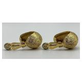 St John Clip-On Earrings - Textured Gold Hoop 1.5in x 1.25in x 1.75in (Lot of 2)